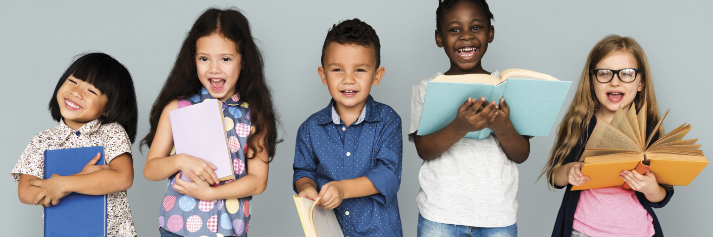 Children reading books together